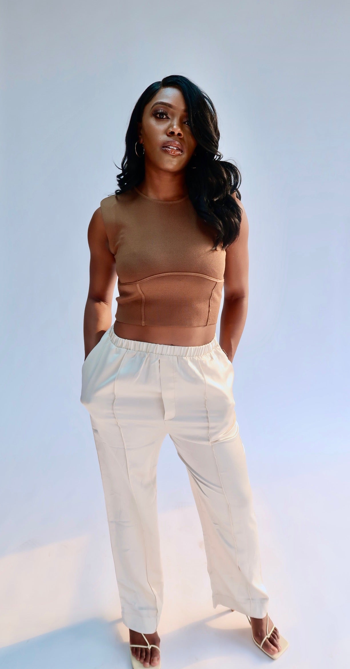 CREAM | SATIN PANTS