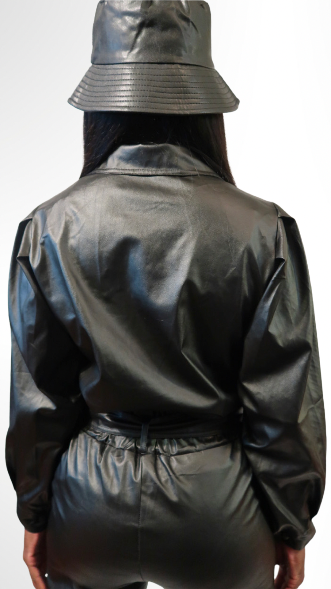 BLACK LEATHER PANTS SET